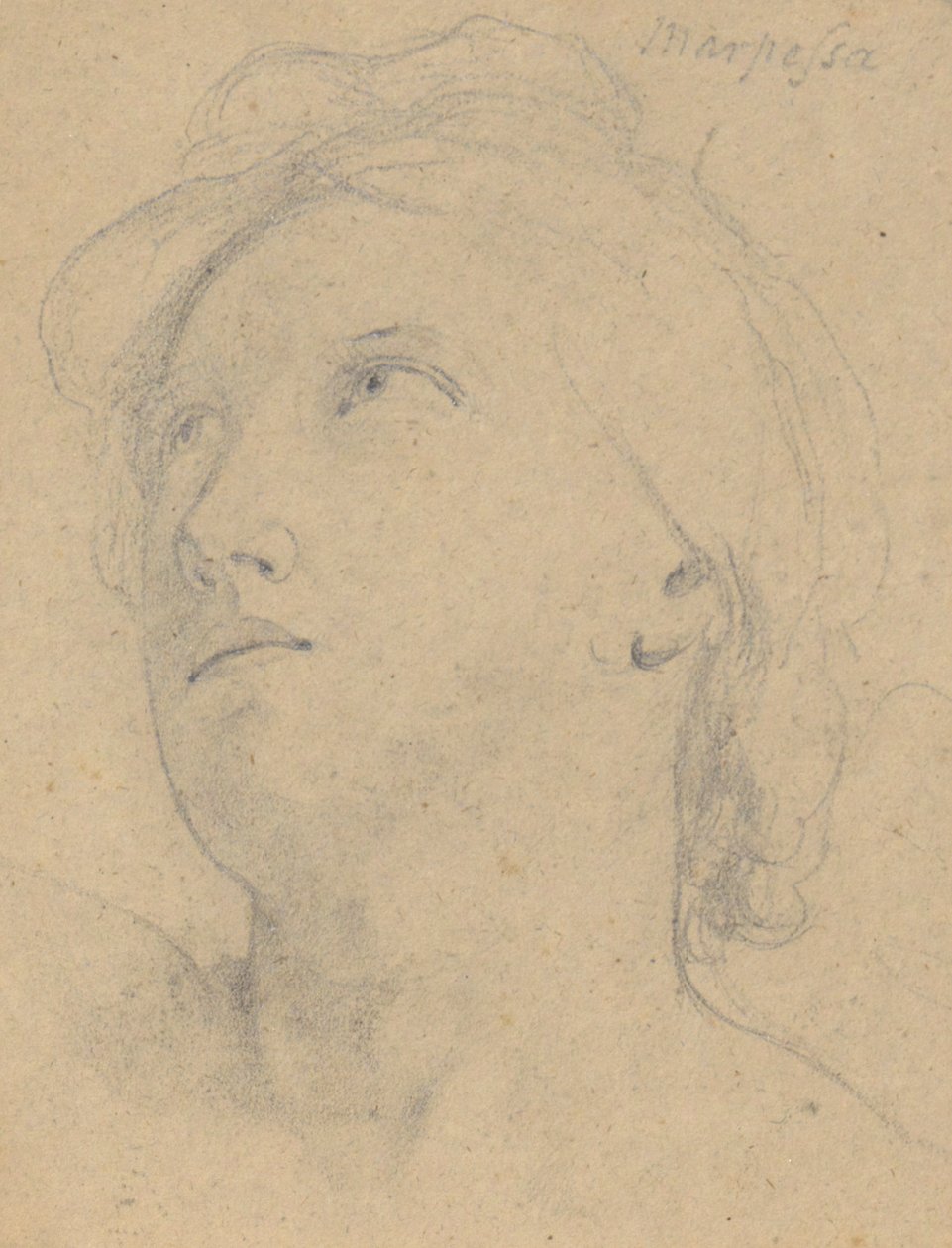 Studie för Judgment of Jupiter (Marpessa, huvud) av Samuel Finley Breese Morse