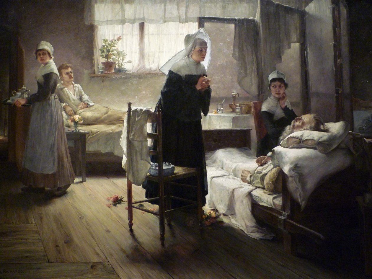 Evangeline upptäcker sin vän på sjukhuset av Samuel G. Richards