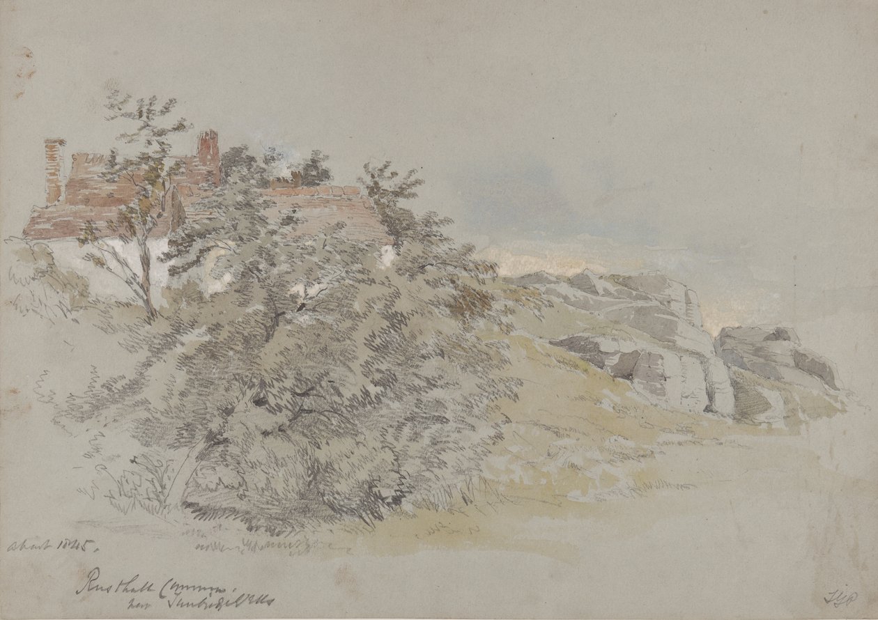 Rusthall Common, nära Tunbridge Wells, ca 1845 (penna, wc och gouache på papper) av Samuel Gillespie Prout