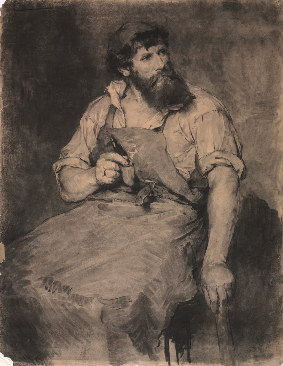 Smedja, studie till "Das Gericht", ca 1883 (kol) av Samuel H. Crone