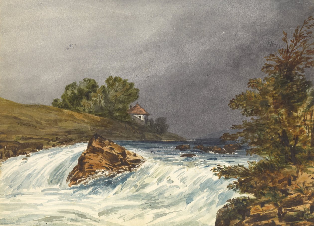 Flodscen med hus av Samuel H. Owen