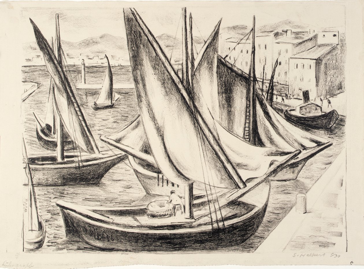 Båtar, St Tropez av Samuel Halpert
