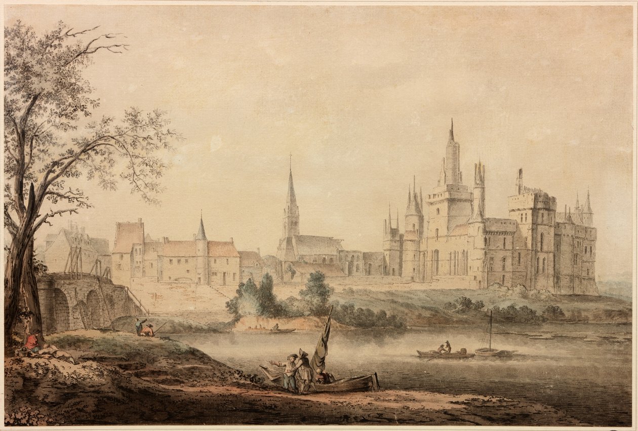 Ett franskt slott, 1770 (penna och bläck och wc på papper) av Samuel Hieronymous Grimm