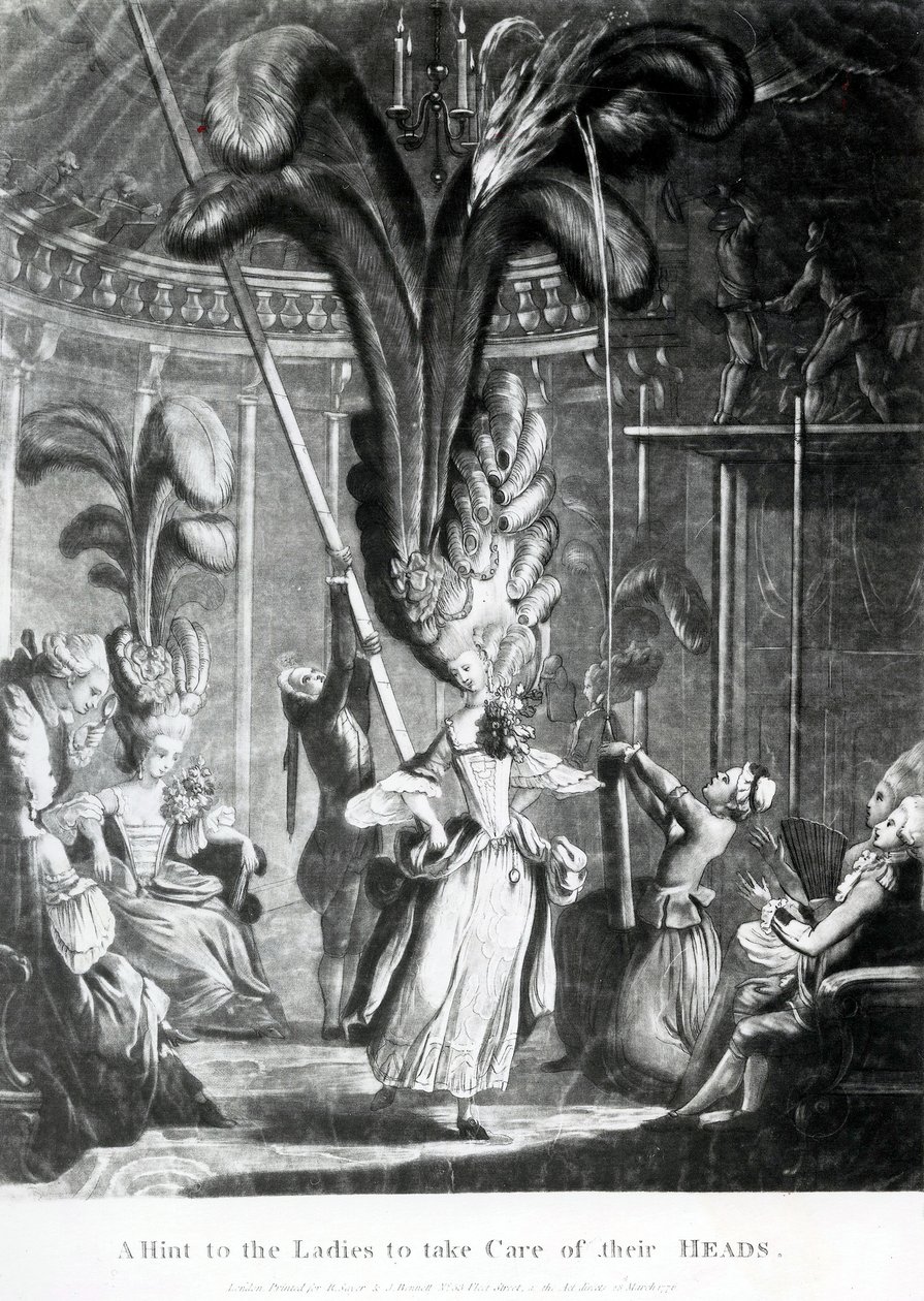 A hint to the Ladies to take care of their Heads, publicerad av Sayer und Bennett (1774-1786), 1776 (mezzotint) av Samuel Hieronymous Grimm