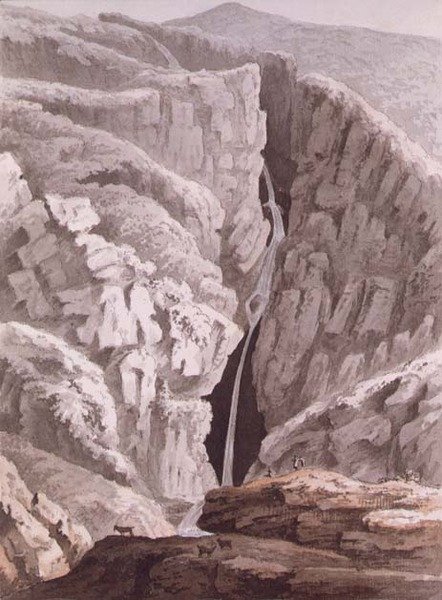 A Remarkable Chasm (akvarell) av Samuel Hieronymous Grimm