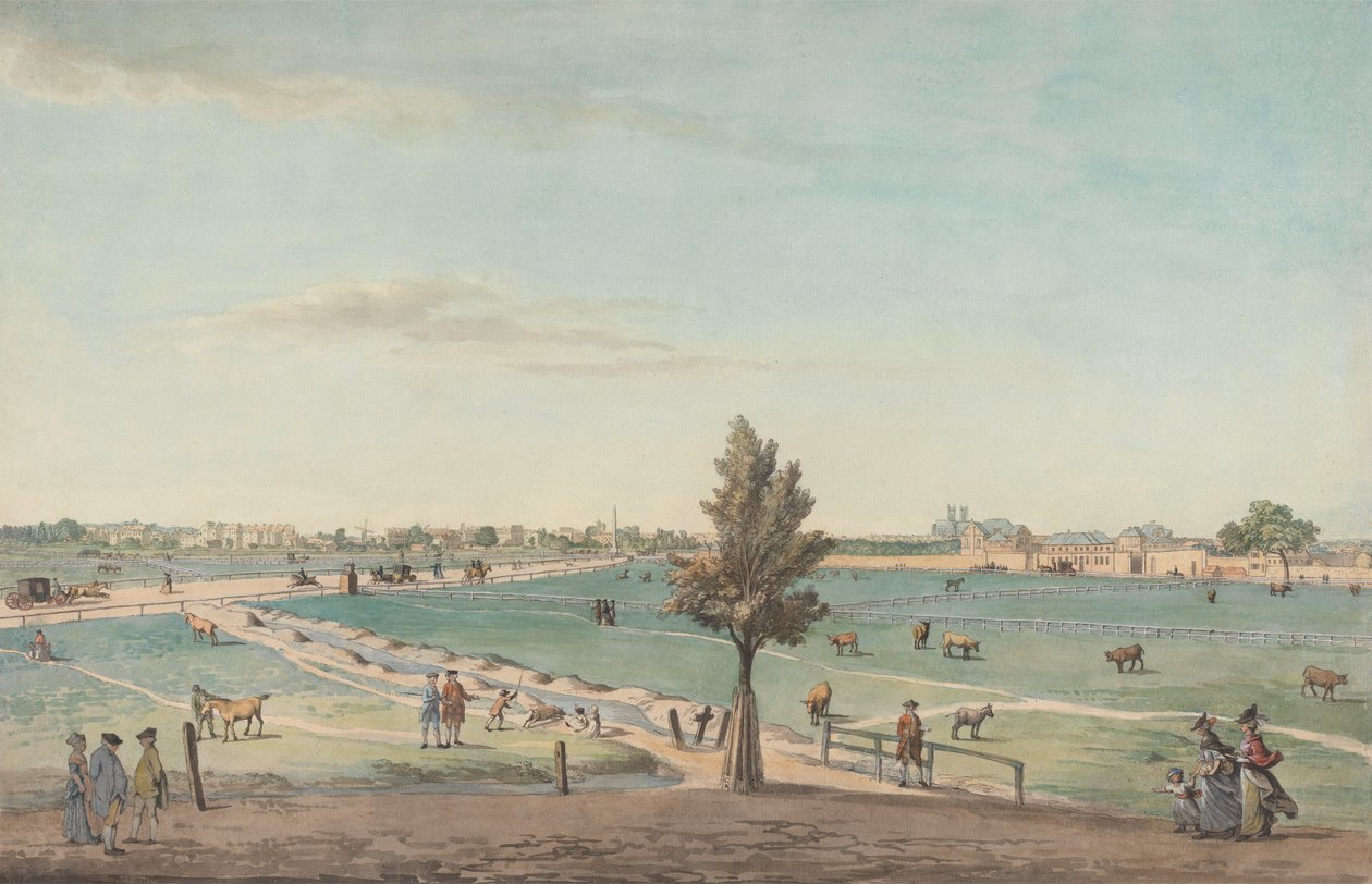 Kennington Common, 1776 (wc med penna, bläck, kroppsfärg och grafit på papper) av Samuel Hieronymous Grimm