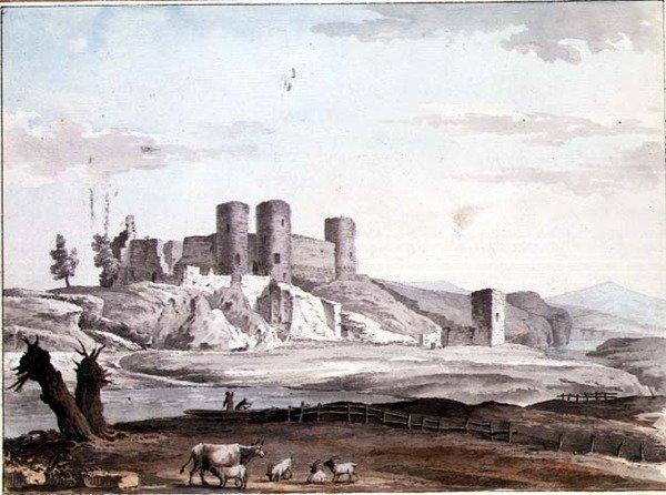 Rhuddlan slott från bron av Samuel Hieronymous Grimm