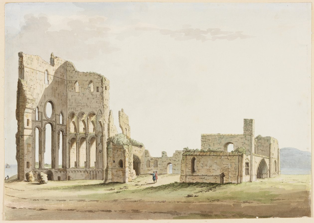 Tynemouth Priory, Northumberland (penna och bläck och wc på papper) av Samuel Hieronymous Grimm