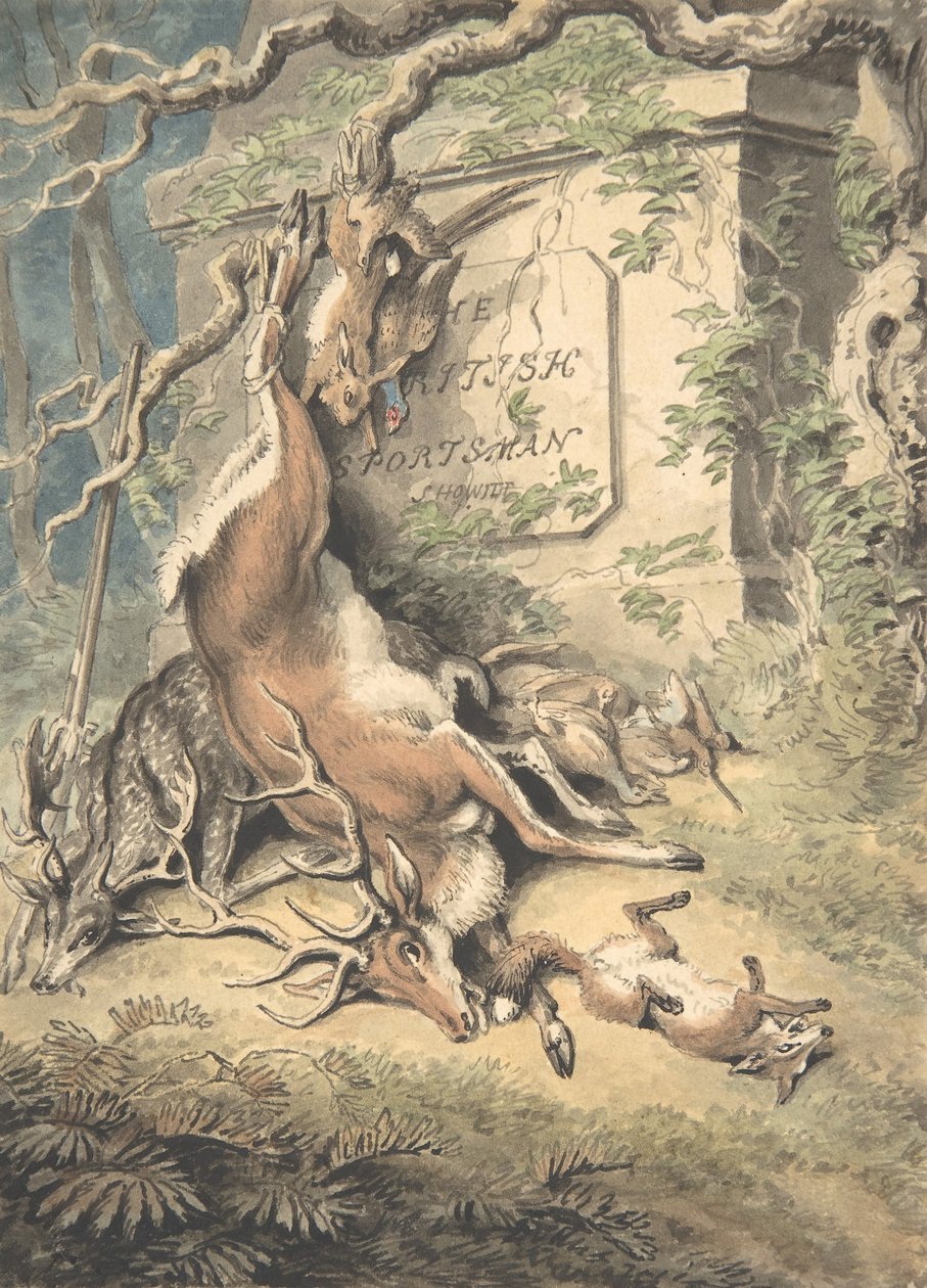 Design för frontispice av The British Sportsman, sent 1700-tidigt 1800-tal. av Samuel Howitt