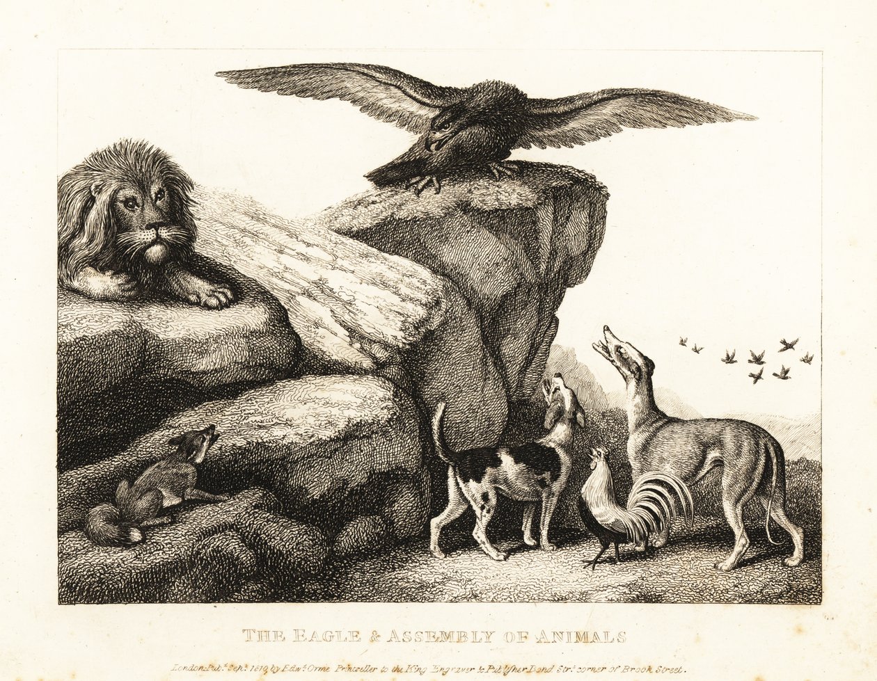Jupiters fågel som förmanar en samling djur. 1811 (etsning) av Samuel Howitt