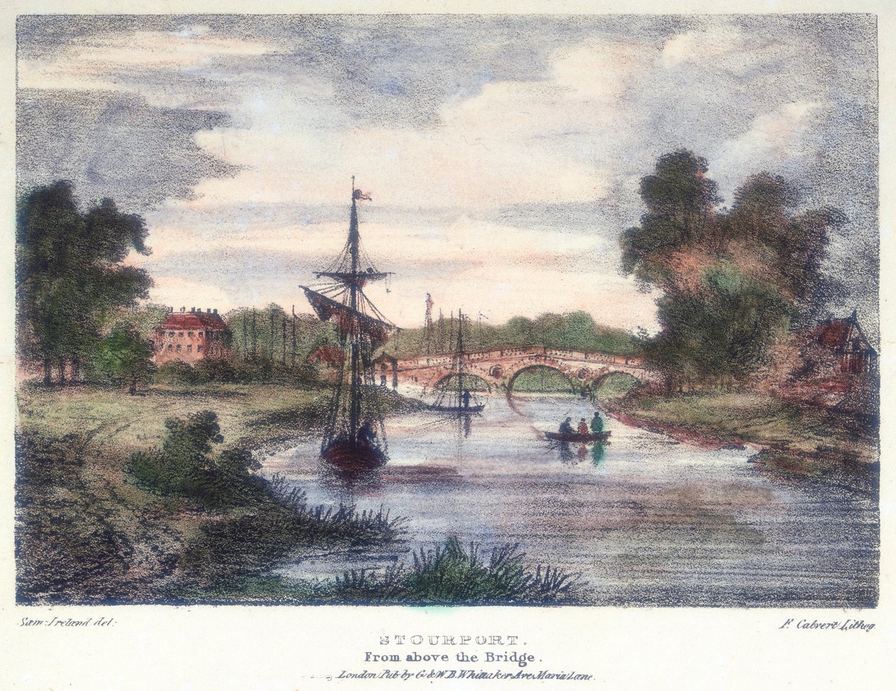 Stourport-on-Severn, Worcestershire, från ovan bron, c1795. av Samuel Ireland