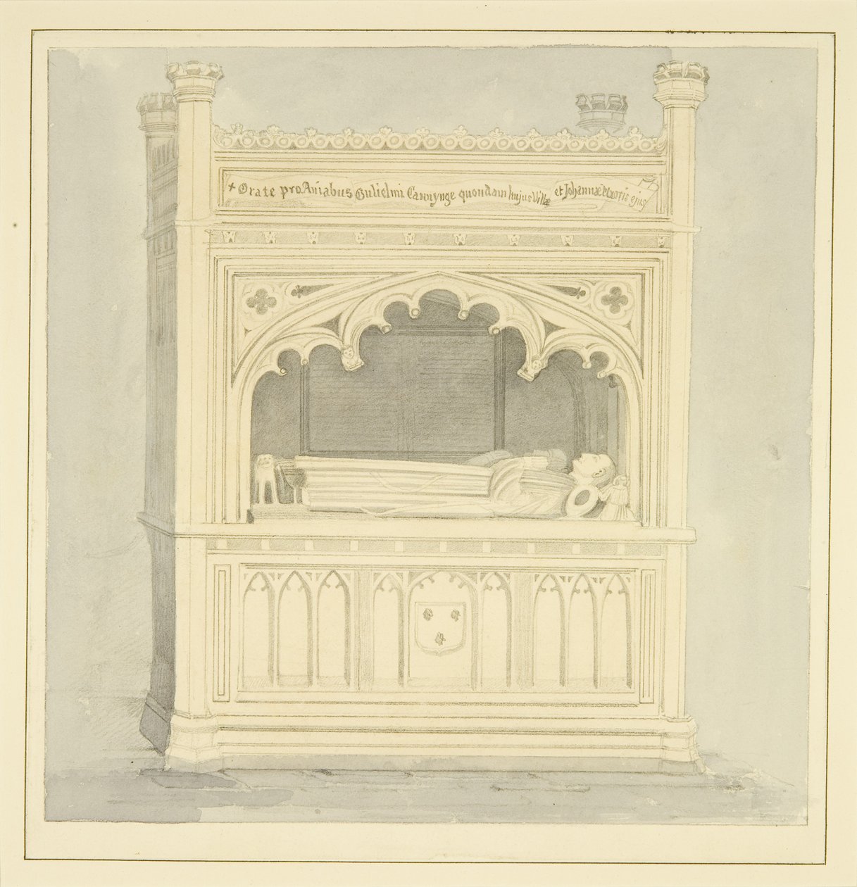 Monument till William Canynges i St Mary Redcliffe (penna och akvarell på papper) av Samuel Jackson