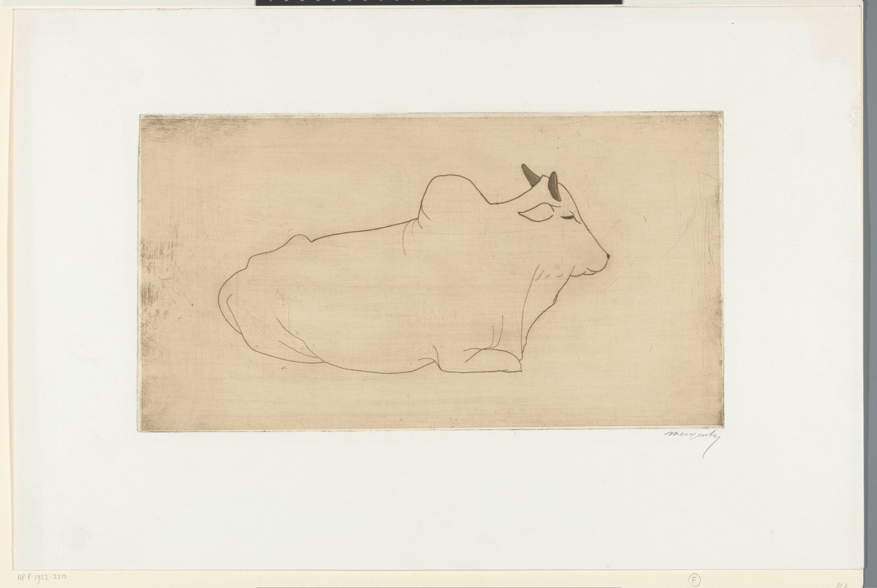 Liggande zebu av Samuel Jessurun de Mesquita (signed by artist)