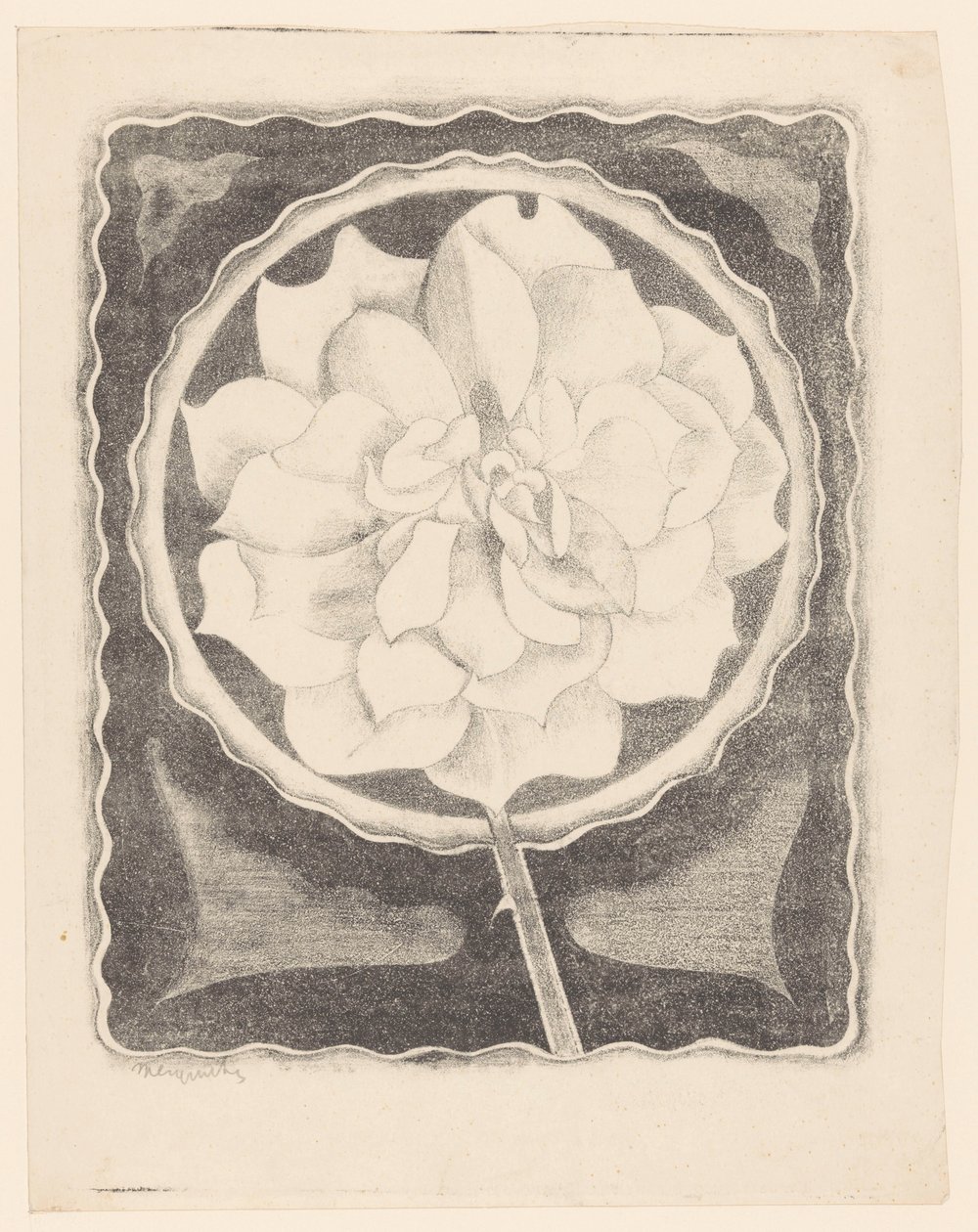 Rose (i cirkel, med vågig kant) av Samuel Jessurun de Mesquita (signed by artist)