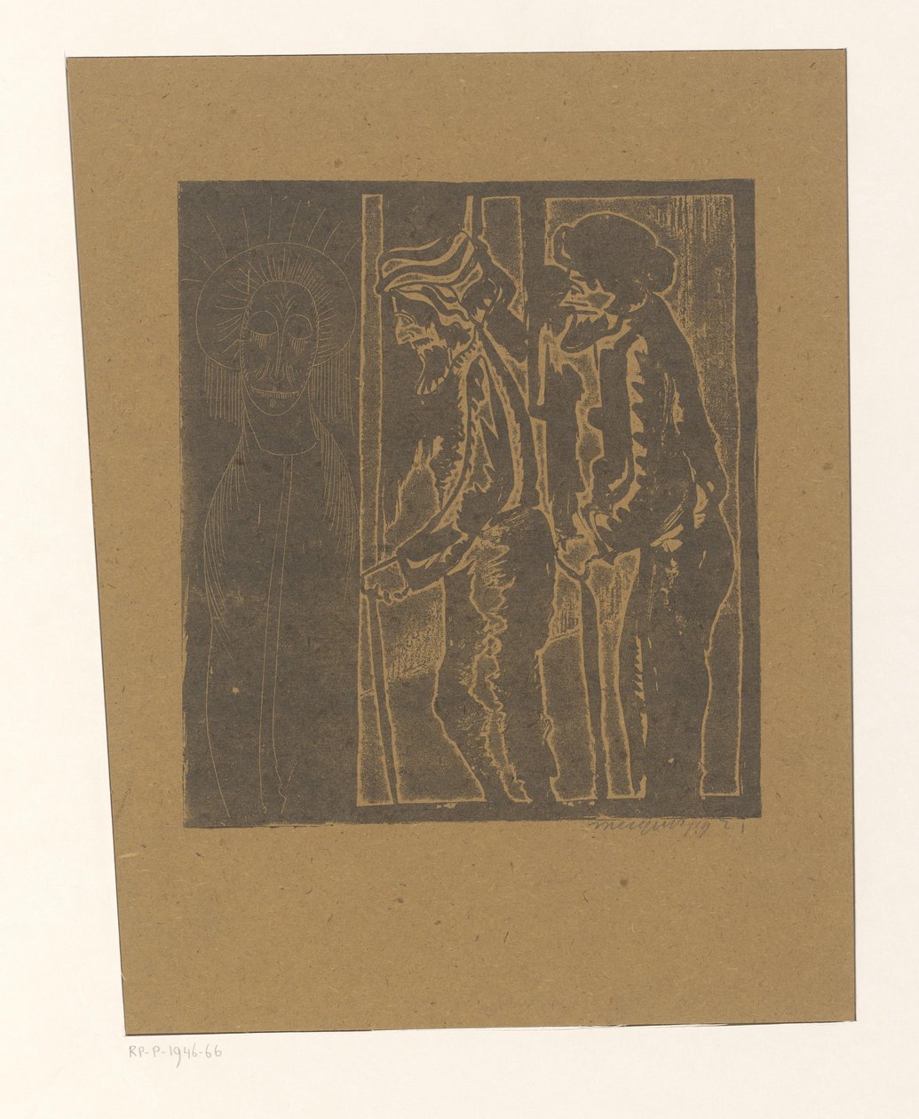 Två män i figur med slutna ögon av Samuel Jessurun de Mesquita (signed by artist)