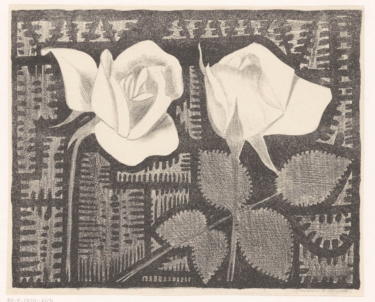 Två rosor av Samuel Jessurun de Mesquita (signed by artist)