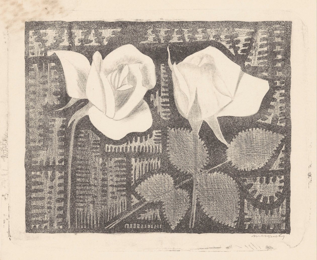 Två rosor av Samuel Jessurun de Mesquita (signed by artist)