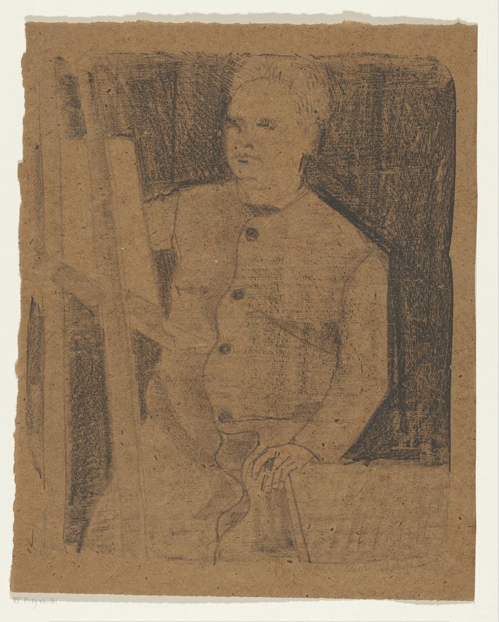 Självporträtt bakom staffli av Samuel Jessurun de Mesquita (signed by artist)
