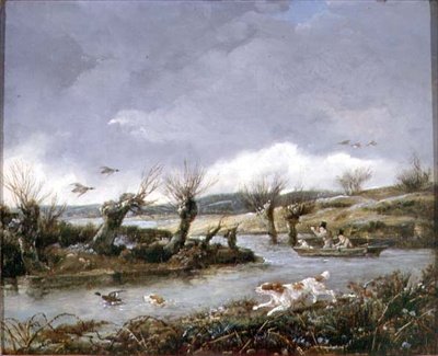 Duck Shooting (olja på duk) av Samuel John Egbert Jones