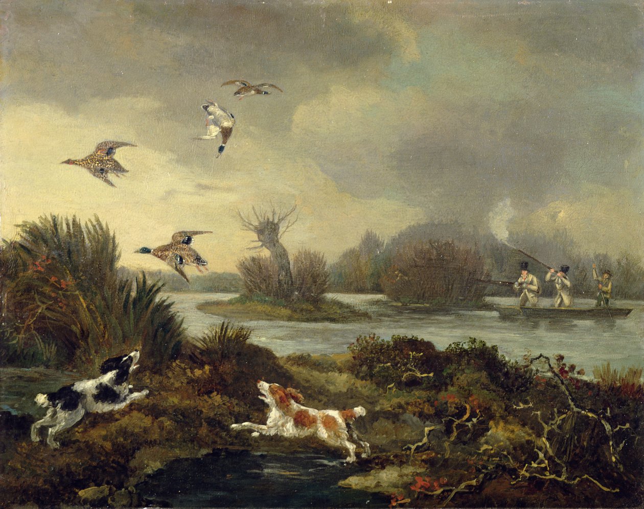 Duck Shooting, ca 1820-45 (olja på duk) av Samuel John Egbert Jones