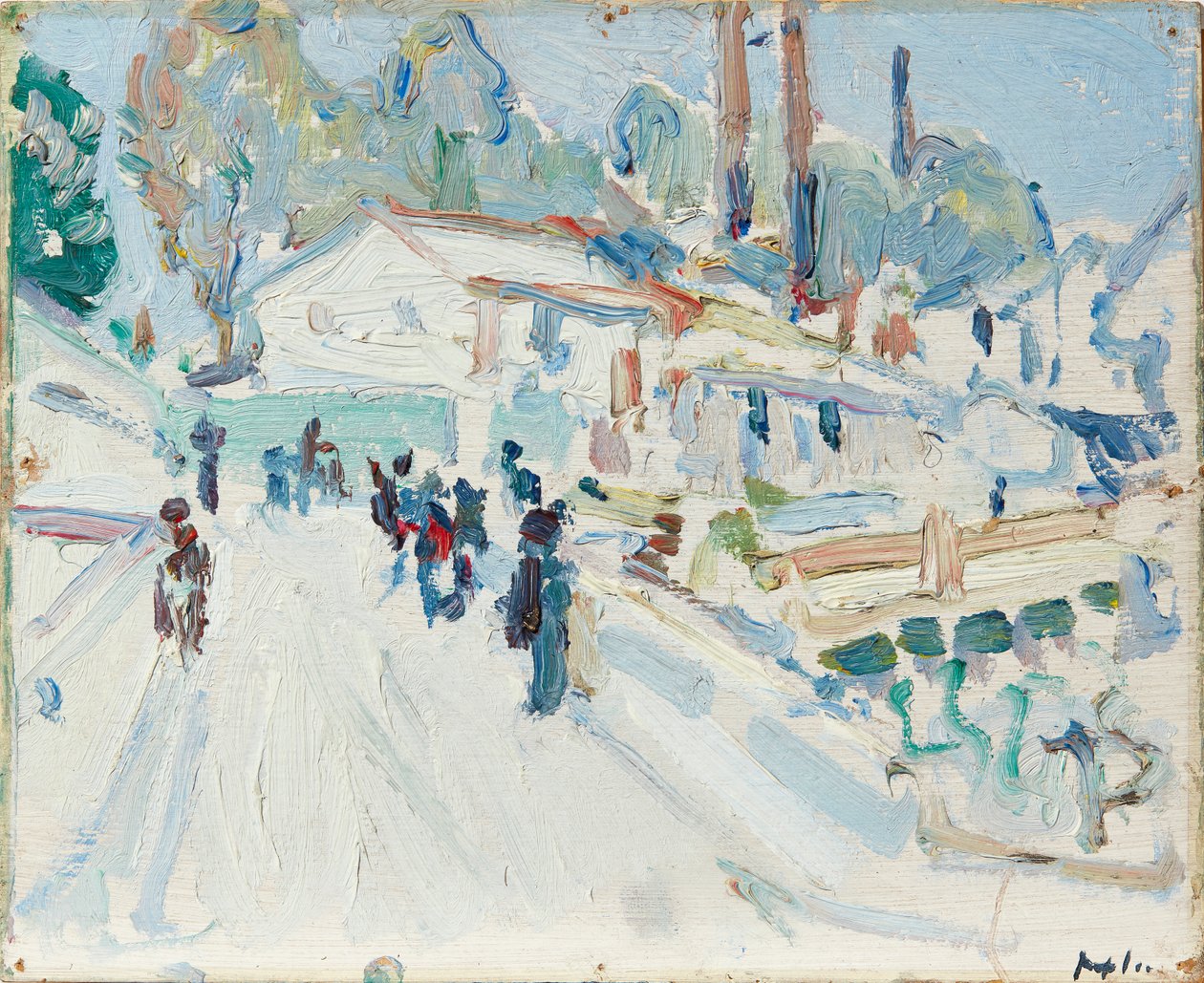 A Street In Paris (olja ombord) av Samuel John Peploe