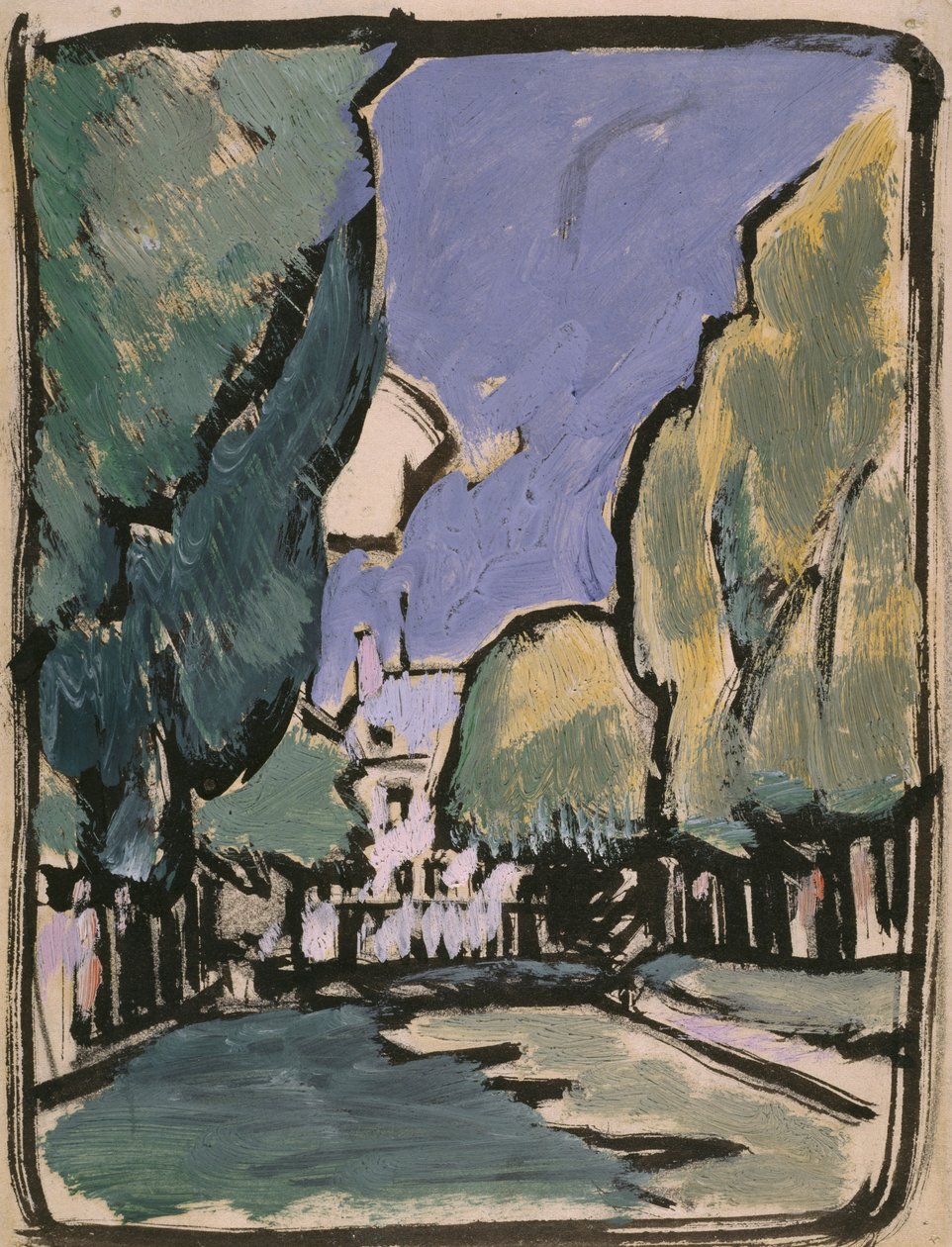 Landskap (olja på papper) av Samuel John Peploe
