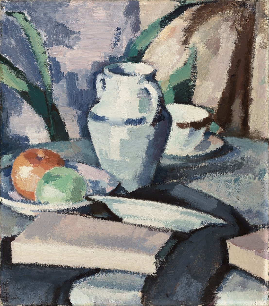 Stilleben med vas och böcker, av Samuel John Peploe