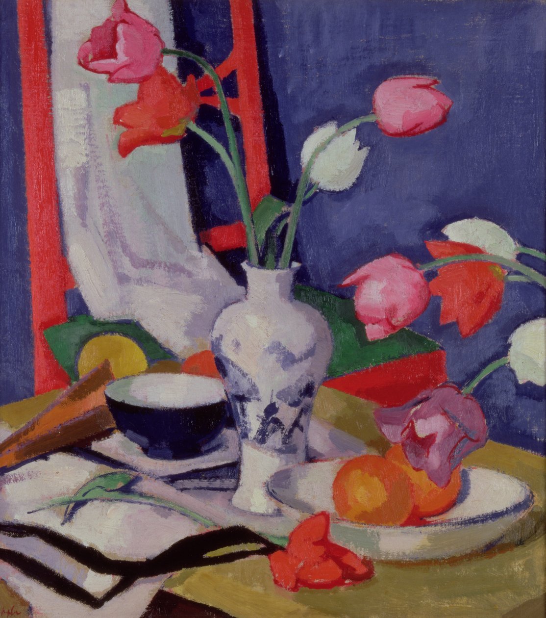 Tulpaner och frukt, ca 1919 (olja på duk) av Samuel John Peploe