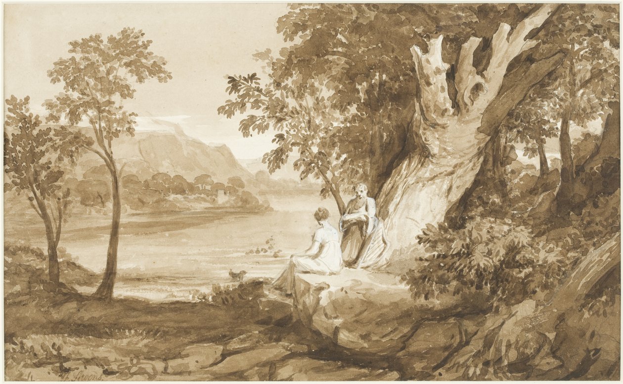 Illustration till Comus, 1811 (penna & bläck och tvätt på papper) av Samuel John Stump