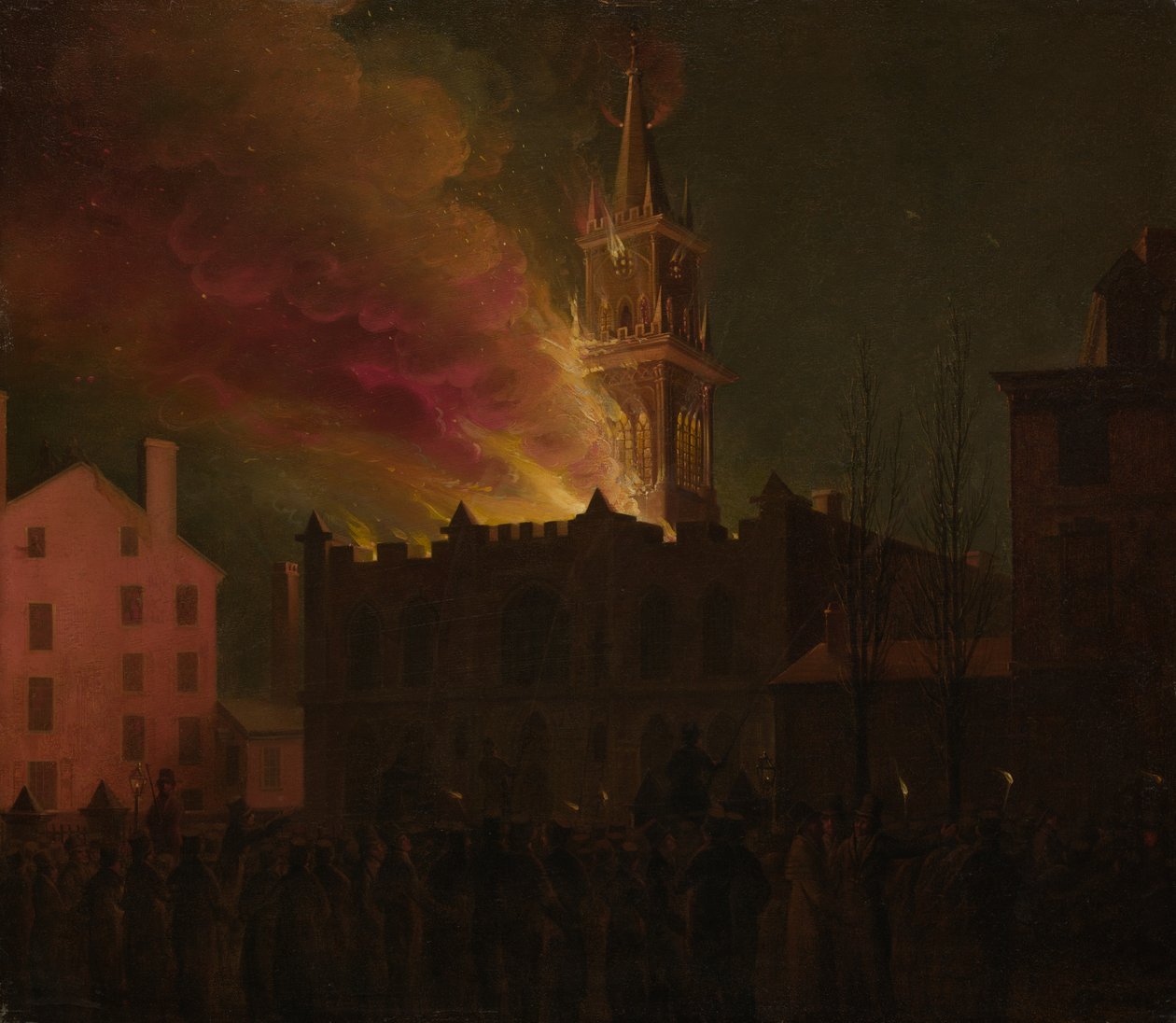 Brand i Masonic Hall, Chestnut Street, Philadelphia, Pennsylvania, 1819 av Samuel Jones