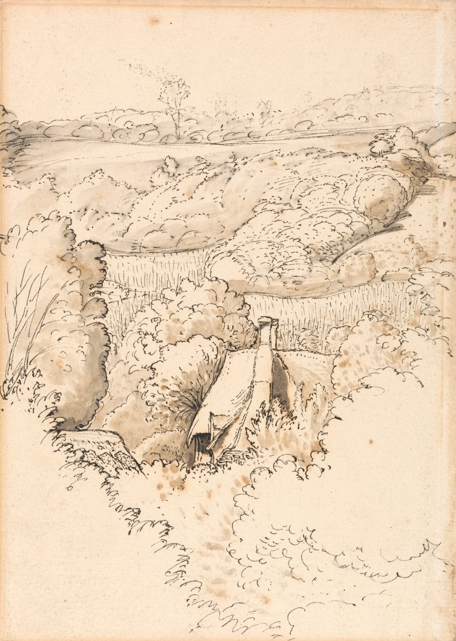 En stuga bland träd, Shoreham av Samuel Palmer