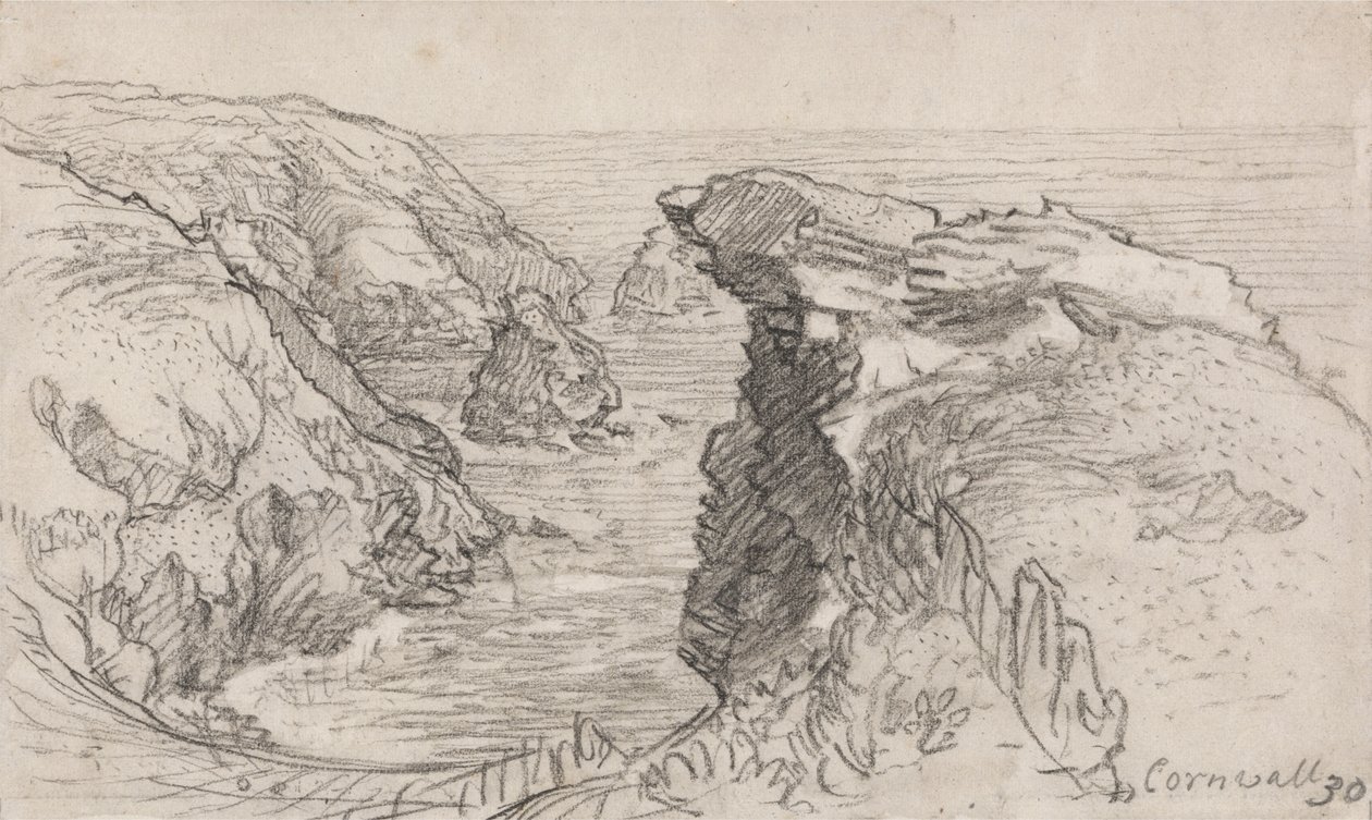 En sida från en Cornish Sketchbook: Cornwall 30 av Samuel Palmer