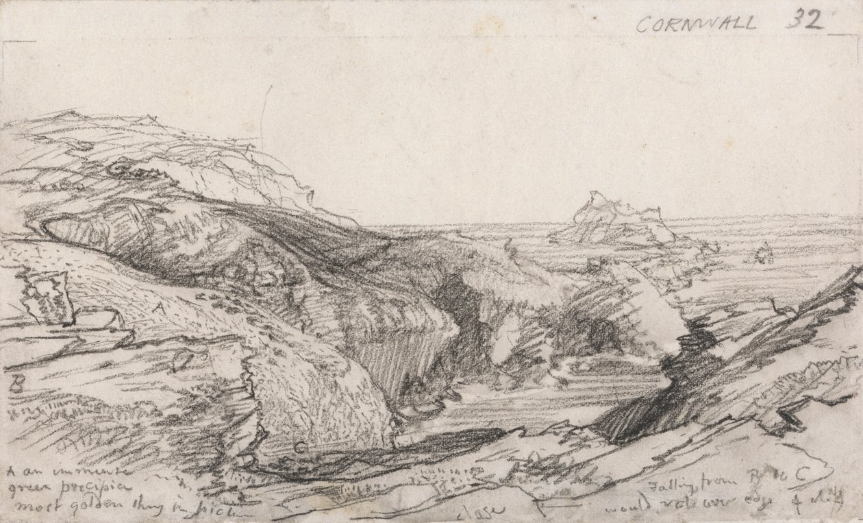 En sida från en Cornish Sketchbook: Cornwall 32 av Samuel Palmer