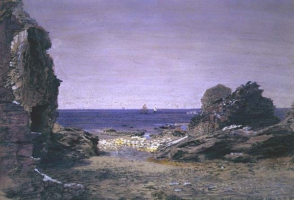 Backways nära Tintagel, Cornwall (akvarell) av Samuel Palmer