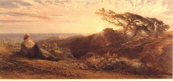 Eventide, ca 1858 (akvarell) av Samuel Palmer