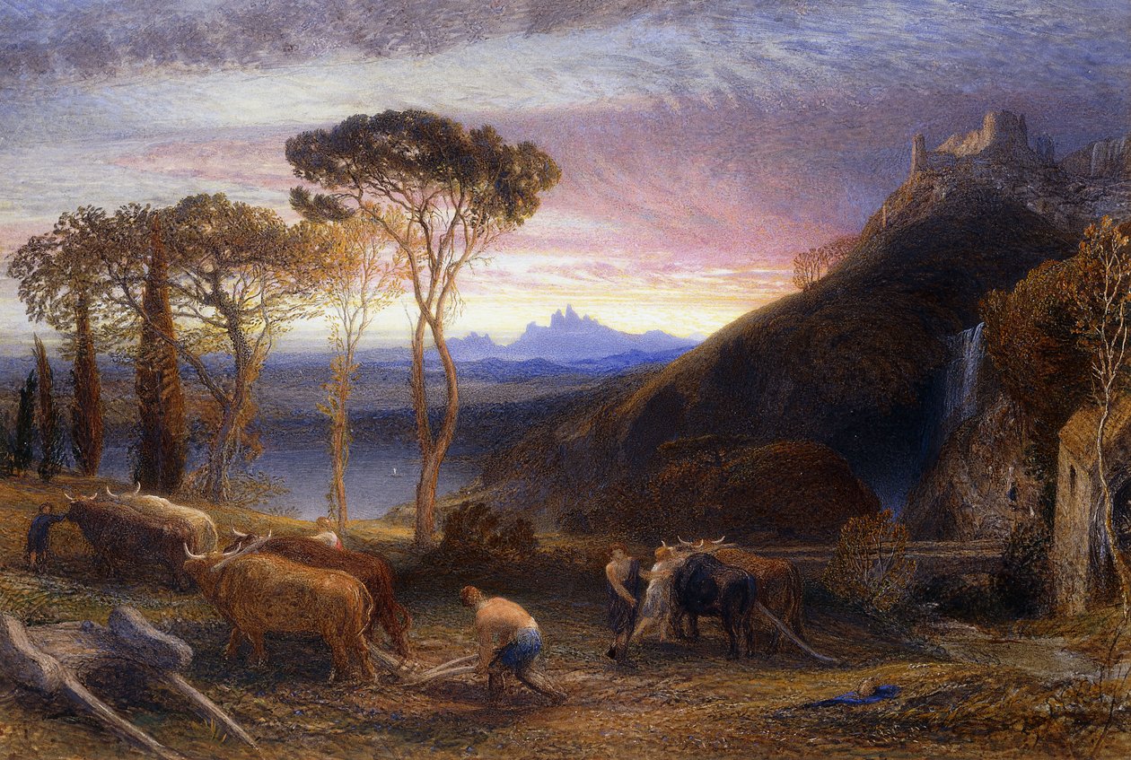Illustration till Miltons "Lycidas", ca 1864 (akvarell förhöjd med kroppsfärg) av Samuel Palmer