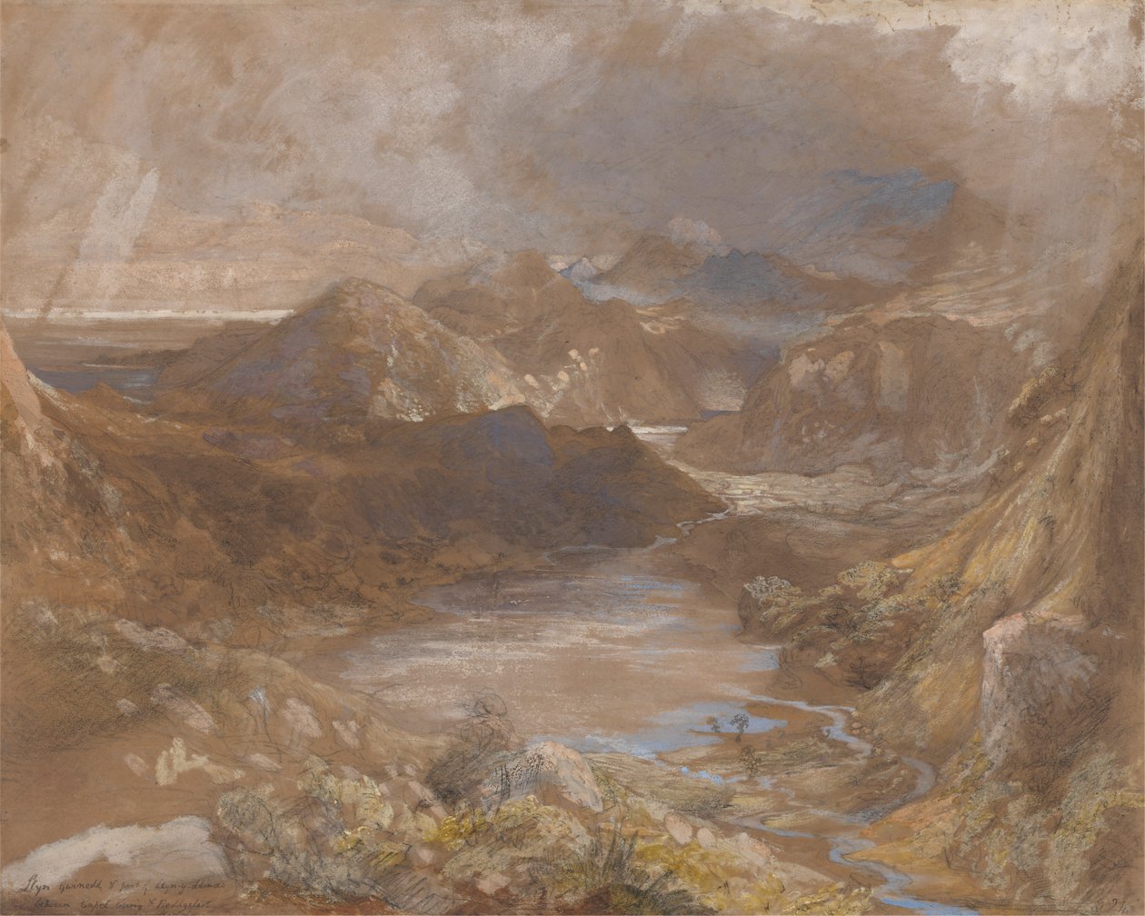 Llwyngwynedd och en del av Llyn-y-dina mellan Capel Curig och Beddegelert, norra Wales av Samuel Palmer
