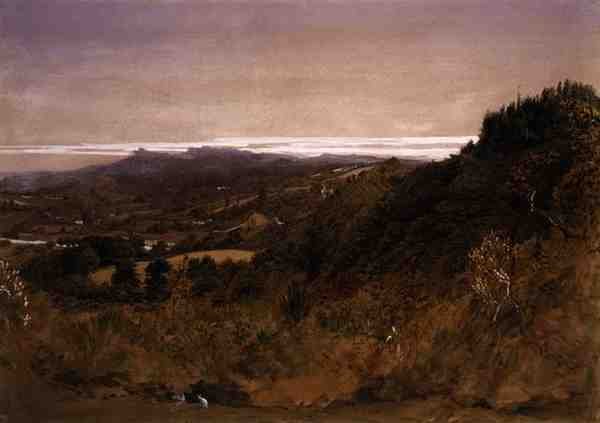 Nära Underriver, Sevenoaks, Kent (akvarell på papper) av Samuel Palmer