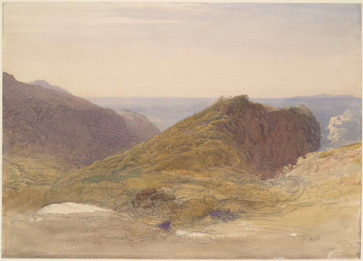 På Devons nordkust, Lundy Island i fjärran av Samuel Palmer
