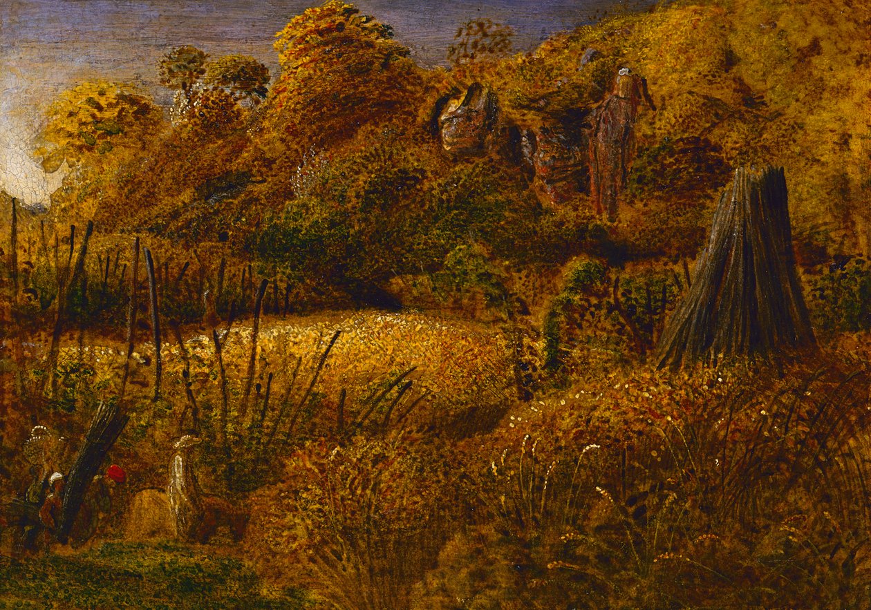 Scen vid Underriver, Kent eller The Hop Garden (olja och tempera på panel) av Samuel Palmer