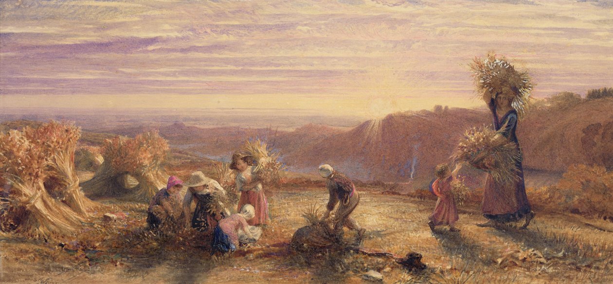 Solnedgång över Gleaning Fields av Samuel Palmer