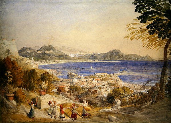 Neapelbukten (akvarell på papper) av Samuel Palmer