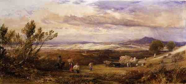 Majsfältet, molnig morgon (akvarell) av Samuel Palmer