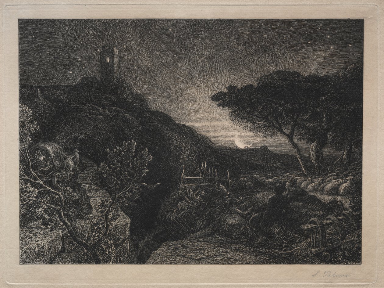 Det ensamma tornet av Samuel Palmer