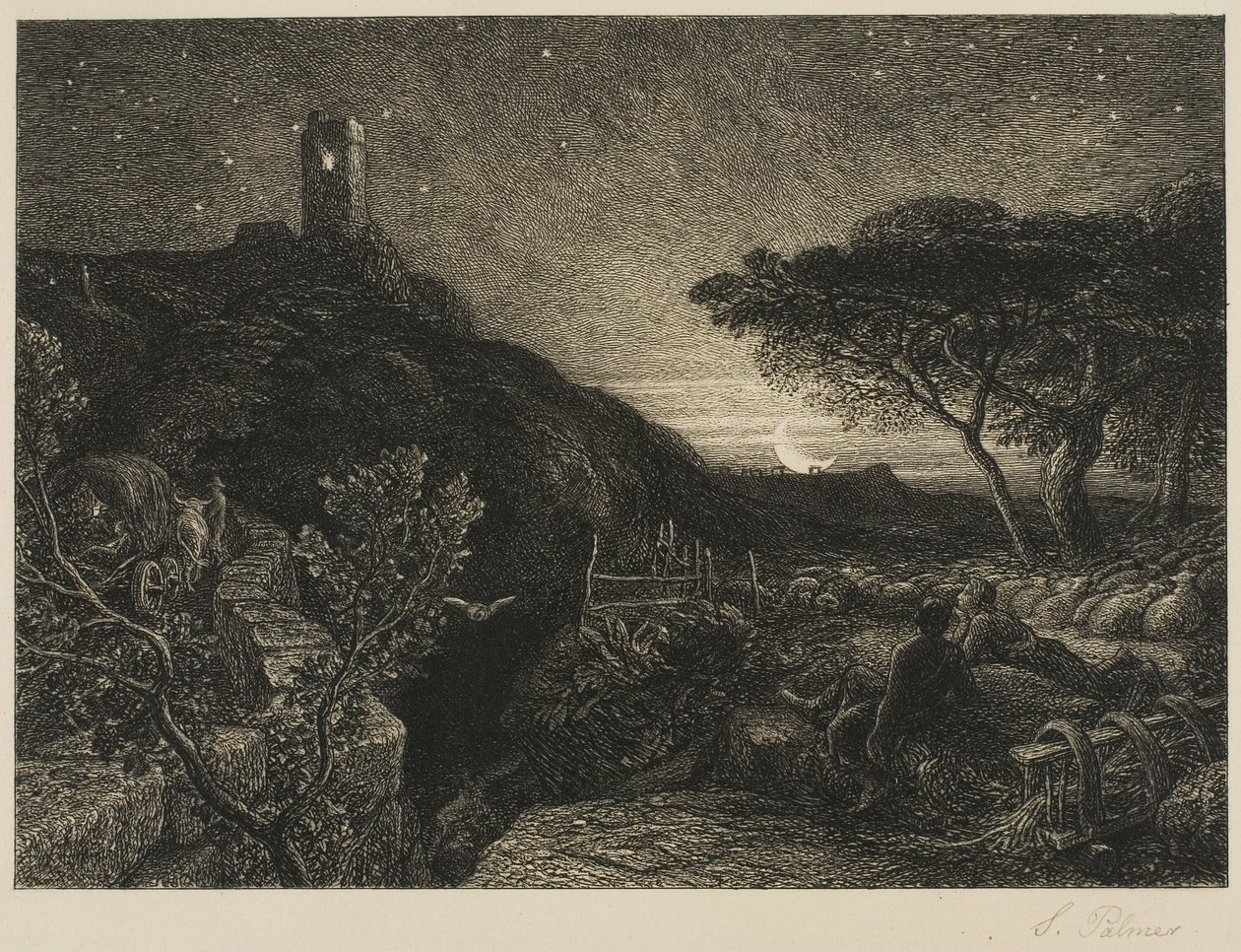 Det ensamma tornet av Samuel Palmer