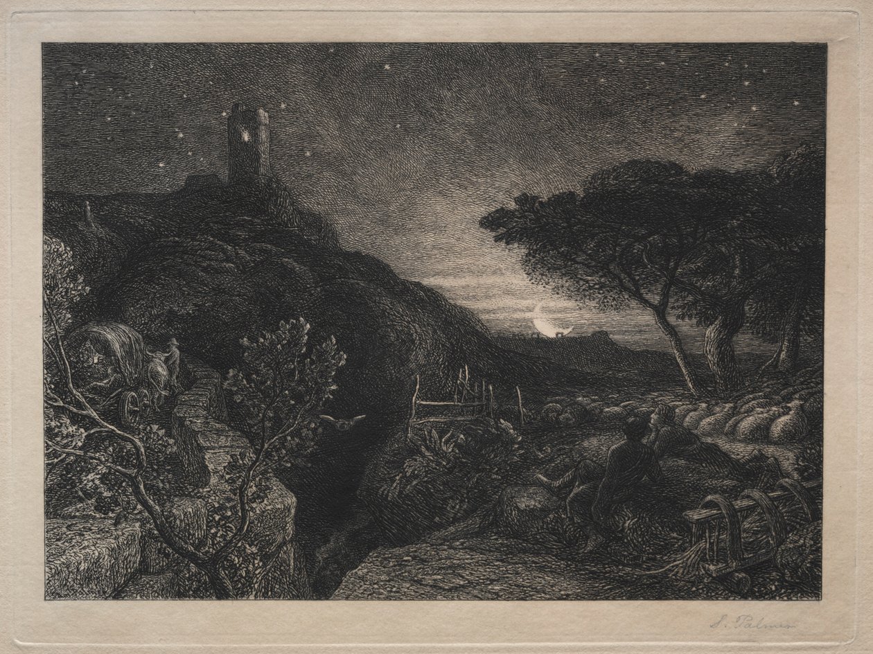 Det ensamma tornet. av Samuel Palmer