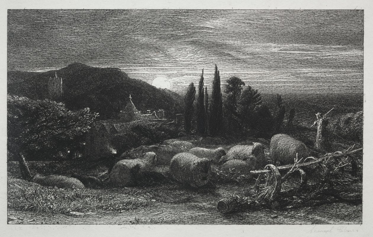 Den stigande månen, 1857. av Samuel Palmer