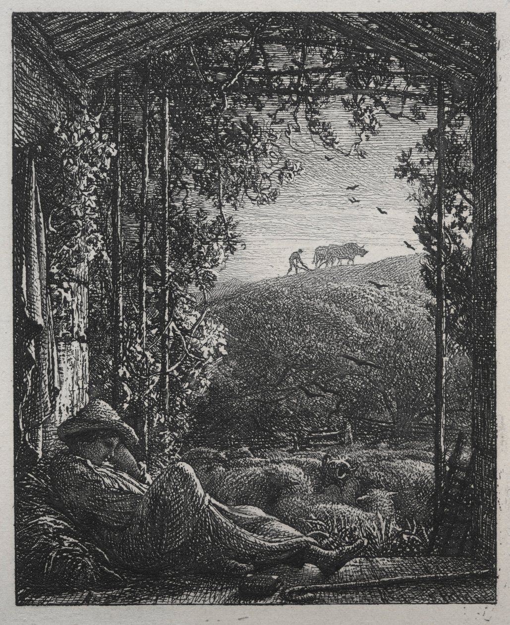 Den sovande herden, 1857. av Samuel Palmer