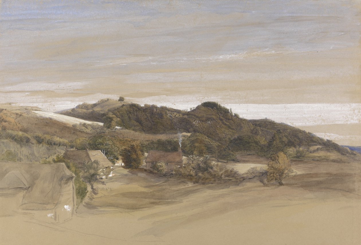 Underriver Hills, nära Sevenoaks, Kent, från Grounds of J. Herries, Esq. c.1840 (penna och bläck med akvarell över grafit på papper) av Samuel Palmer