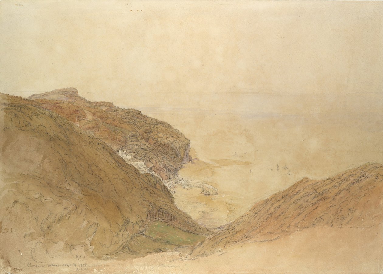 Utsikt över Clovelly, Devon, ca. 1848-49. av Samuel Palmer